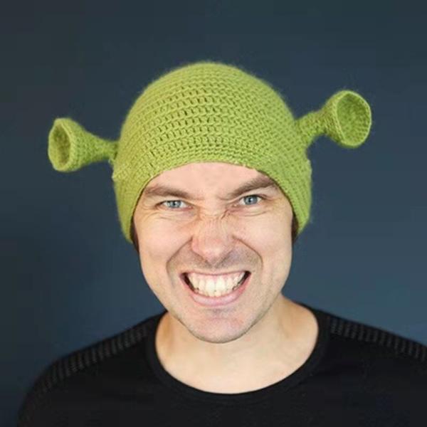 Unisex Adult Hat Party Balaclava Monster Shrek Wool Winter Knitted Green Funny Beanie Skullies Hat for Handmade