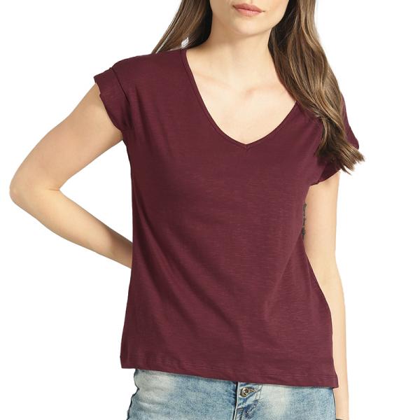 Manufacturer In China custom logo Solid V Neck Pure Cotton T Shirts Custom Printing