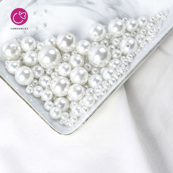 Wholesale High Quality Round Pearls With Hole Multi Sizes Colors Loose Beads Pearls for Garment Accessories