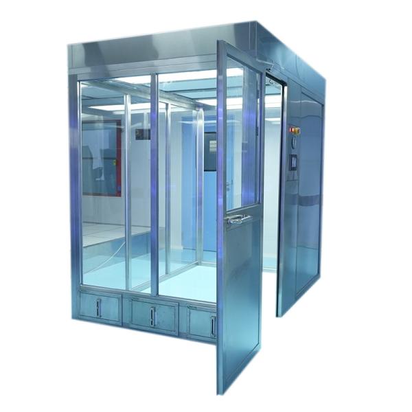 YANING Modular Sala limpia de limpieza Booth de acero inoxidable Passthru Cámara de prensa negativa para la sala limpia