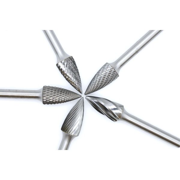 SG-5ZM Pointed Tree Shape Tungsten Carbide Burr with 12mm Head Diameter and Double Fine Cut for Detailed Finishing