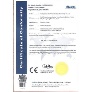 Guangdong KLUK Aluminum Building Technology Co., Ltd Certifications