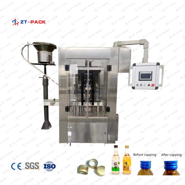 Wine Bottle Cap Tightening Machine Olive Oil , Rotary Juice Bottle Cap Sealing Machine