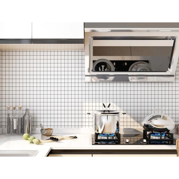 Black Grid 3D Adhesive Wallpaper 3D Wall Stickers Waterproof For Kitchen Bathroom