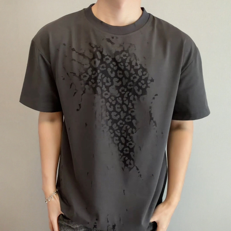 Unisex Leopard Print Color Changing T-shirt, Sweat Activated Short Sleeve Tee, Summer Casual