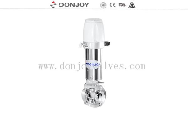 FDA Stainless steel SUS304 double acting sanitary grade pneumatic clamp butterfly valves with controller for food
