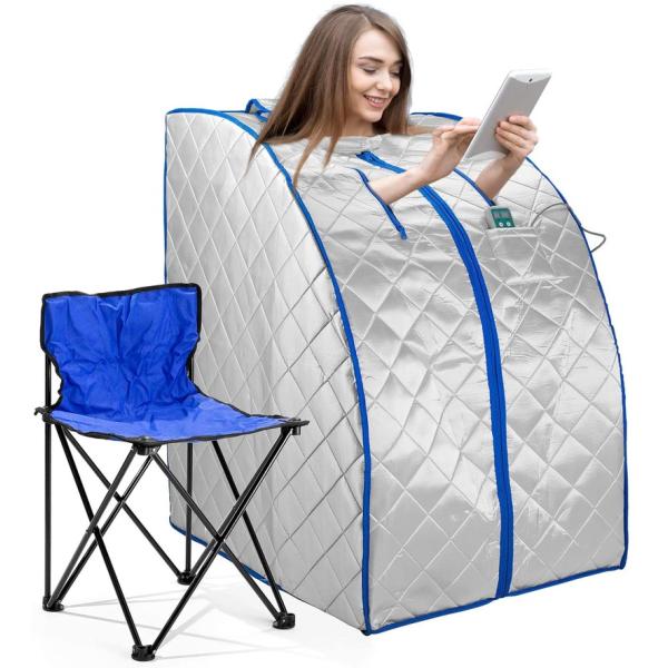 Modern FAR Infrared Negative IR Ion Portable Indoor Personal Spa Sauna with Air Ionizer Heating Foot Pad and Chair Timer