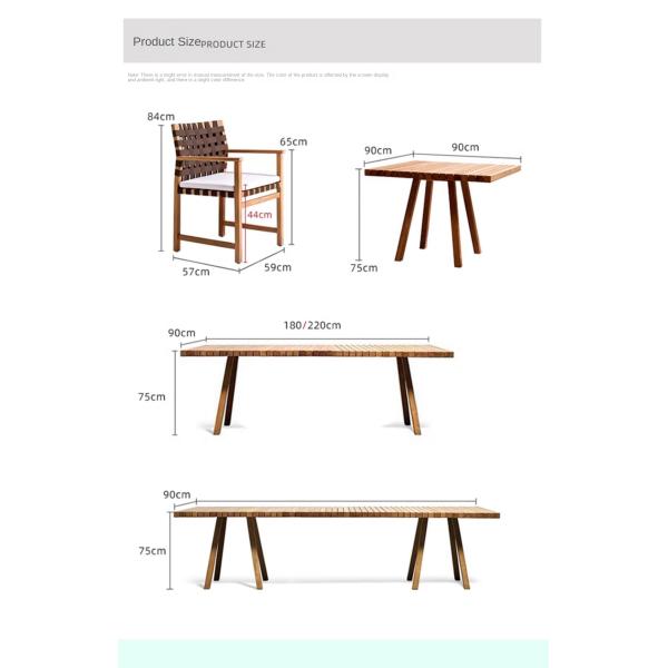 Pastoral Garden Teak Wood Patio Furniture Sets Sun Proof