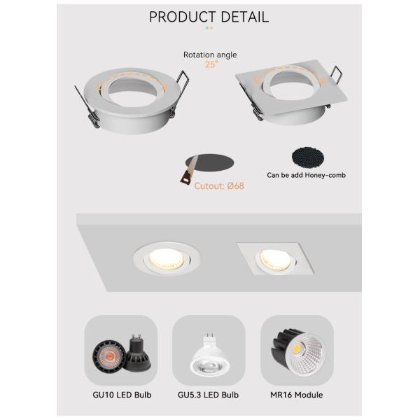 Square Anti Glare MR16 Downlight Housing Ocean Bound Recessed Light Housing