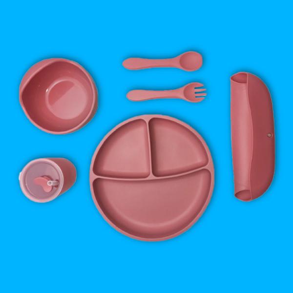 Eco Friendly Silicone Baby Feeding Plate BPA Free Infant Kids Suction Dinner Set