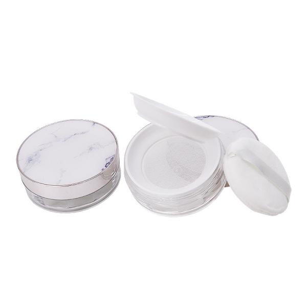 Unique and customizable cosmetic packaging for loose powder with flower and marble craft design