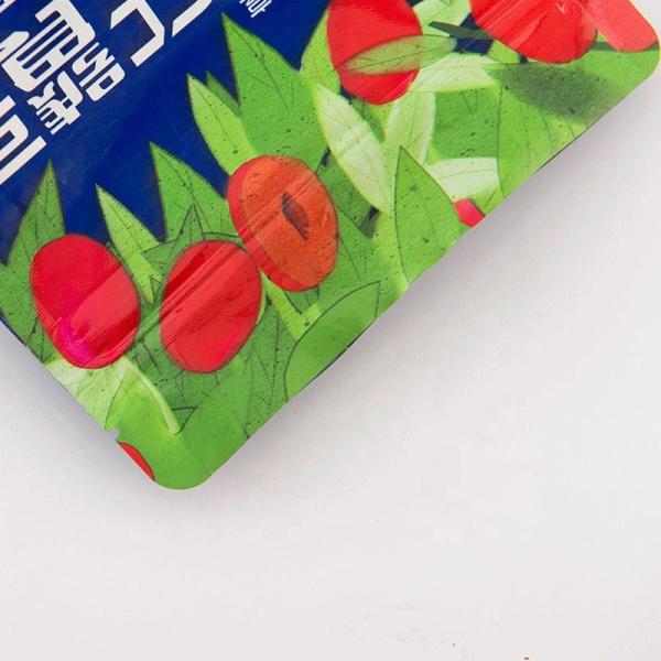 Custom Printed PET Flat Bottom Plastic dried fruit packaging bag with zip lock