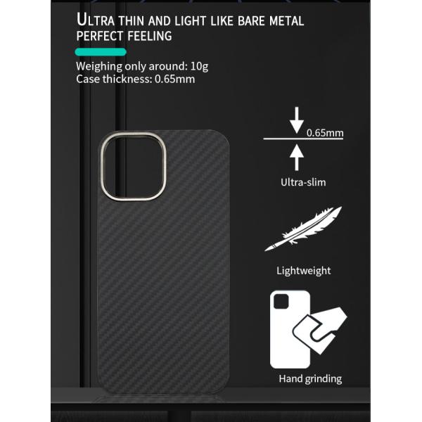 случай телефона iPhone 12 волокна 0.65mm Aramid с дизайном кольца металла
