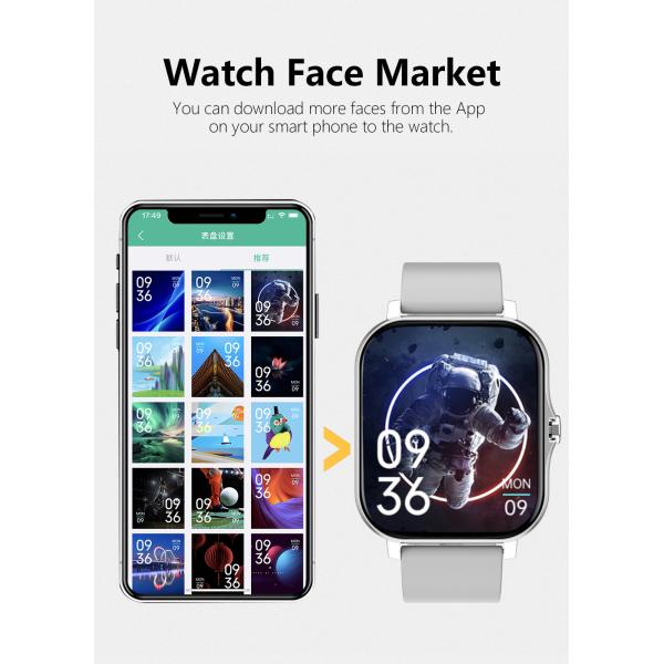 Full Touch Screen Women Men CT02 Smart Watch Square Shape 240x280 IPS