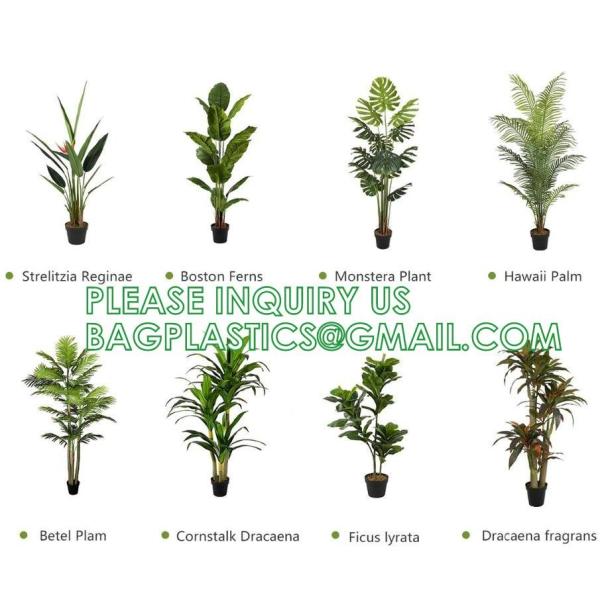 Artificial Bamboo Tree Set of 2, Fake Greenery Plants in Pots for Indoor Outdoor, Beautiful Faux Tree with Leaves