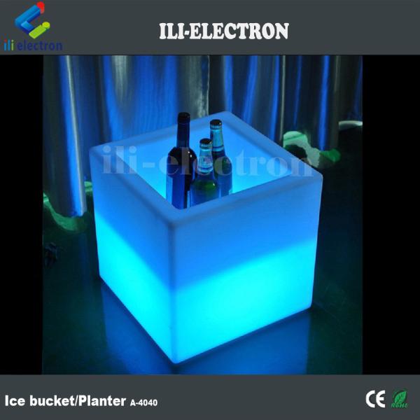 Square PE Plastic Illuminated LED Ice Bucket / LED Flower Pot / Flower Planter