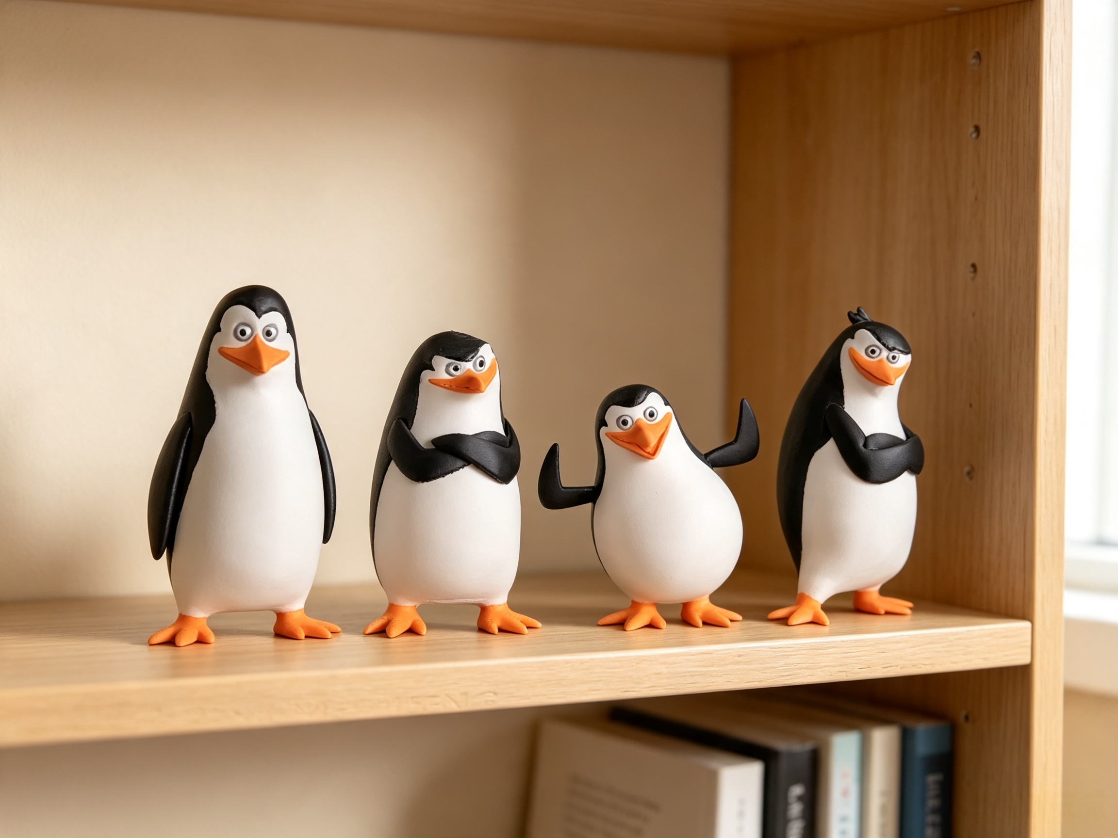 Home Desktop 3D Printed Toys Collectible Hand Painted Penguin Figurine Set
