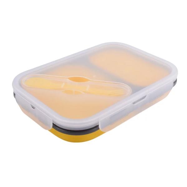 2 Compartment Lunch Box Silicone Household Products Collapsible Lunch Containers