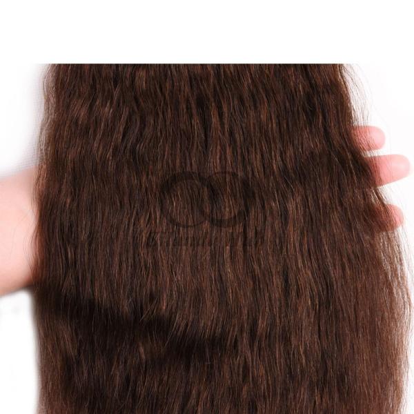 #4 Medium Brown Kinky Straight Remy Human Hair Bundles Sew In Weave Bundles Brazilian Bundle Deals