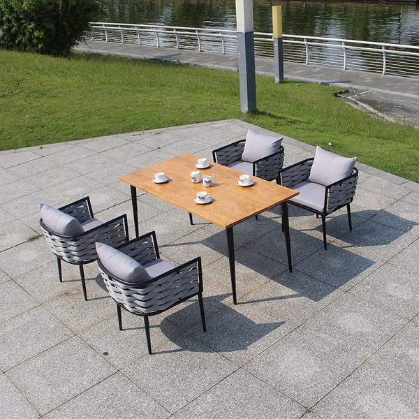 Outdoor Patio Rope Woven Furniture Aluminum Frame Hotel Dining Set with Powder Coated