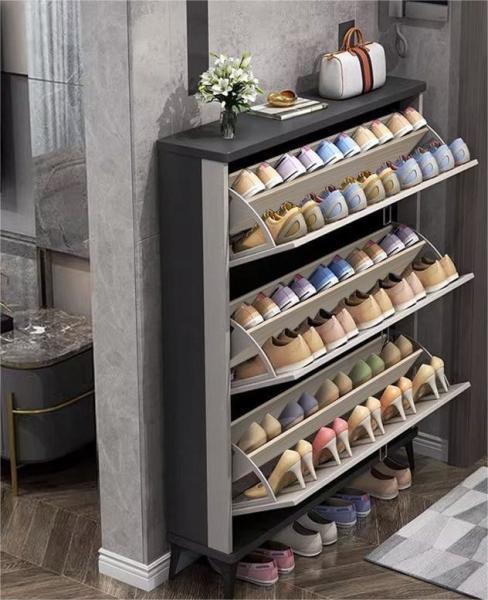 Solid Wood Italian-Style Ultra-Thin Tipping Shoe Storage Cabinet For Home Entrance, Home Exterior Door, Elevator Aisle