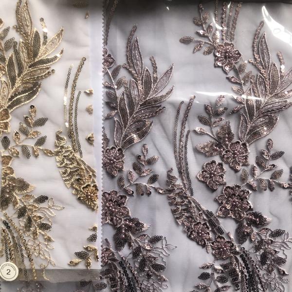 Easily Customizable Luxury 3D Flowers Beaded Embroidery Lace Fabric for Women's Clothing Dance Dresses