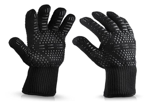 Black Heat Resistant Work Gloves , Heat Resistant Silicone Bbq Gloves