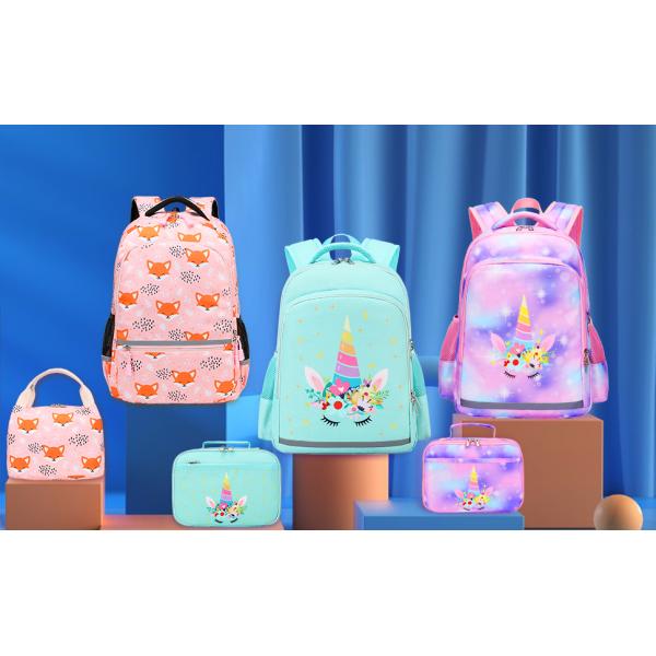 Soft Polyester Inner Lining Preschool Unicorn Backpack with Lunch Box and Pencil Case