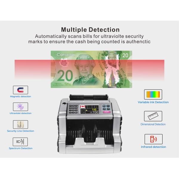 MG IR UV Bill Canada Money Counter Note Counting Machine 1000 Pcs / Min 190mm