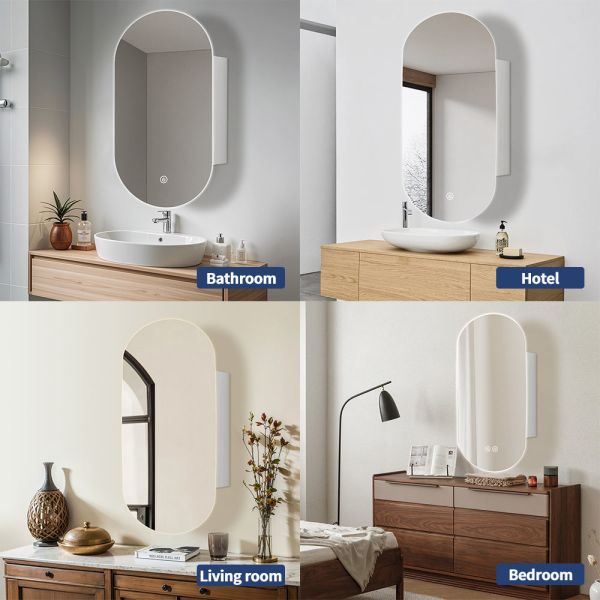 Illuminated Bathroom Mirror Cabinet Anti Corrosion Shatterproof Wall Hanging