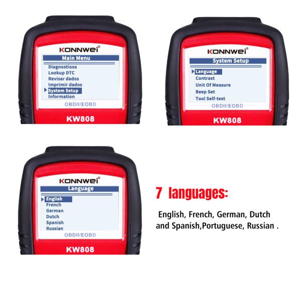 2.8 Inchs Back Lit Screen Obd Ii Diagnostic Scan Tool Konnwei KW808