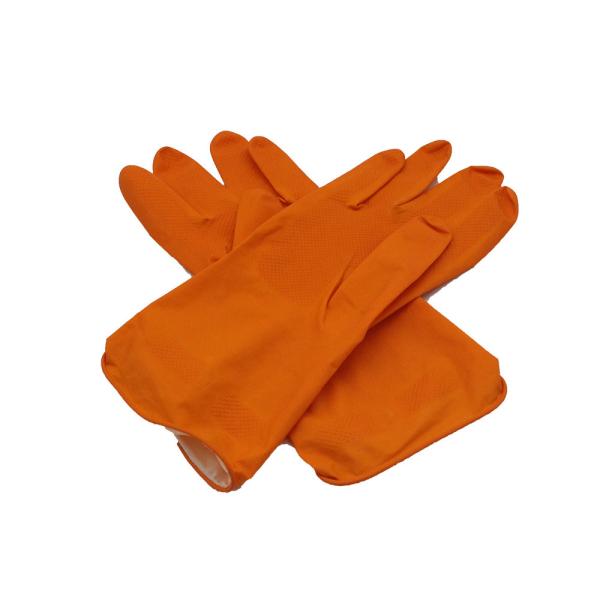 перчатки оранжевого разрыва устойчивые flocklined резиновые, резиновые перчатки Dishwashing