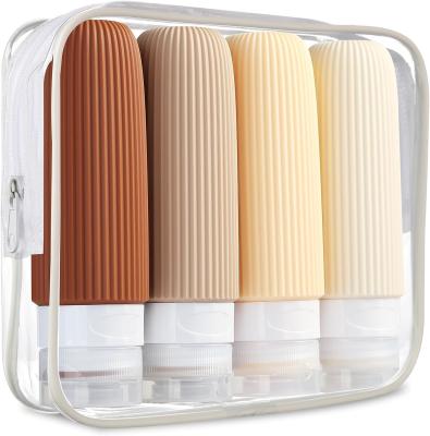 Flacons de voyage en silicone pour articles de toilette blanc crème, rechargeables, 3 oz