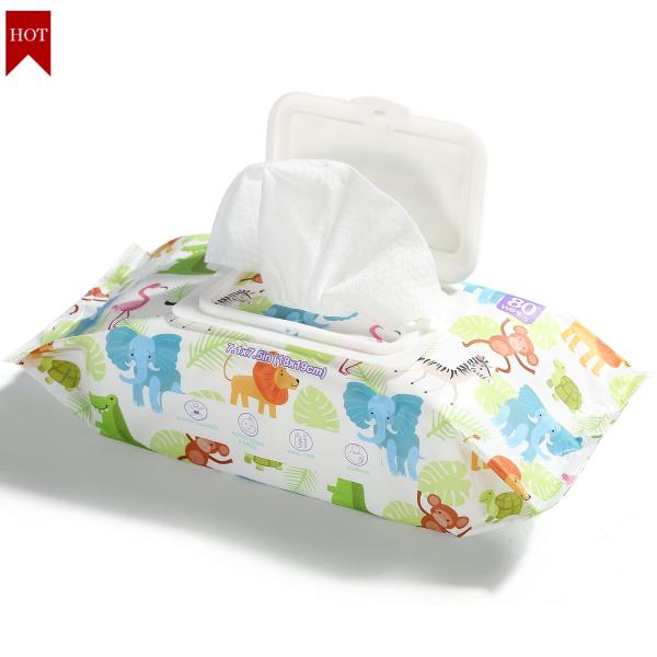 Wet Tissue 80 Count Soft Non Woven Baby Wipes With Lid For Babies