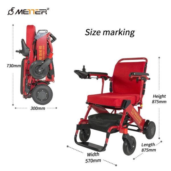 Aluminum Alloy Red 18 KG Classic Foldable Electric Wheelchair