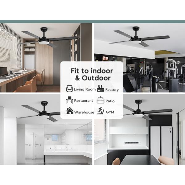 1stshine LED Ventilador de teto 5 velocidades 4 lâminas Suporte Dimmer Iluminação LED