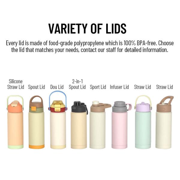 Botellas de vacío de acero inoxidable de 18 a 32 onzas con paja y mango aprobadas por la FDA, libres de BPA, de uso intensivo