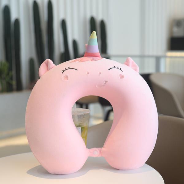 Portable Kids Travel Neck Pillow Cute Animal Memory Foam Neck Support Pillow for Airplane