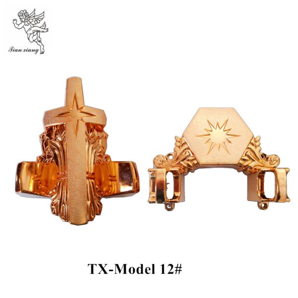 Brass Color Coffin Parts Funeral Casket Decoration Sun And Star Pattern PP New Material