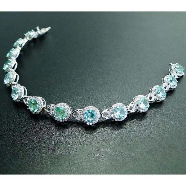 925 Sterling Silver Elegant Women Bracelet pavent placer le bracelet à spinelle vert