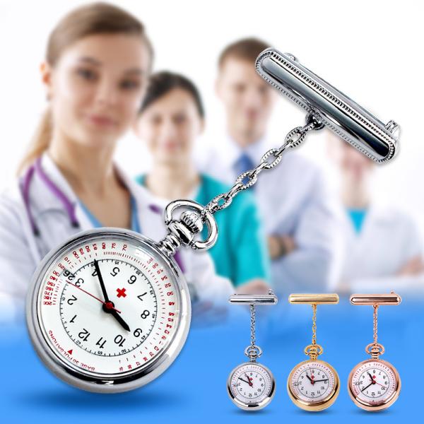 ALK FOB Pocket Nurse Watch Calendar Crafted impression Polished IP Silver Clock