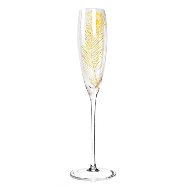 200ml Champagne Festival Glass , Christmas Wine Glasses With Stem Feather Patterned