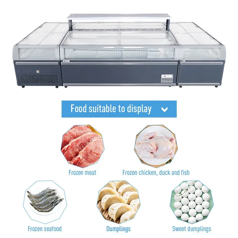 340W Combined Island Freezer Thermostat Commercial Refrigeration Equipment Double Doors