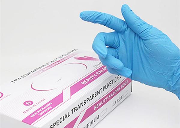 Blue Rubber Non Sterile Gloves Nitrile Disposable Powder Free Fully Palm