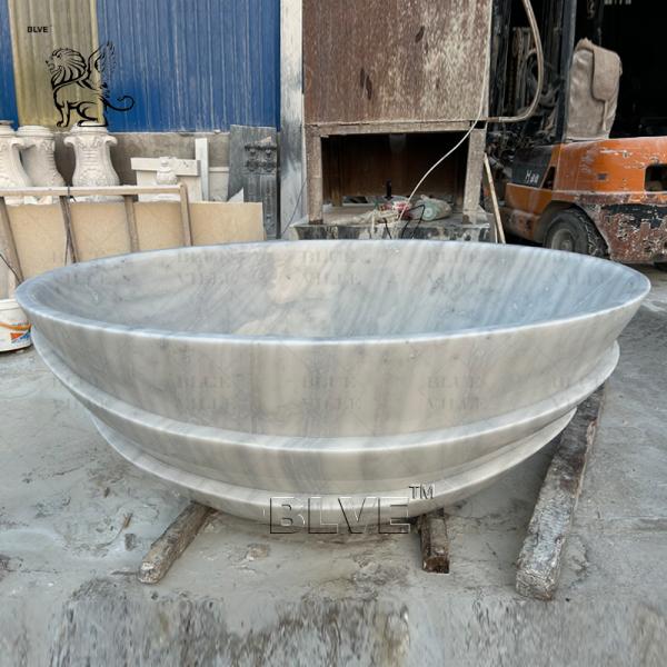 White Oval Marble Bathtub Natural Stone Bathroom Bath Freestanding European Style Home Decoration