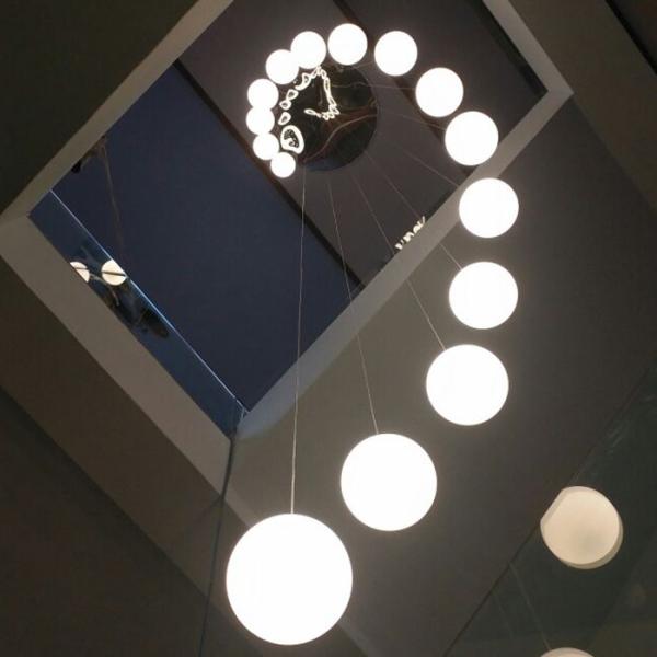 White hurricane glass pendant lights for indoor home Stairs Lighting (WH-GP-12)