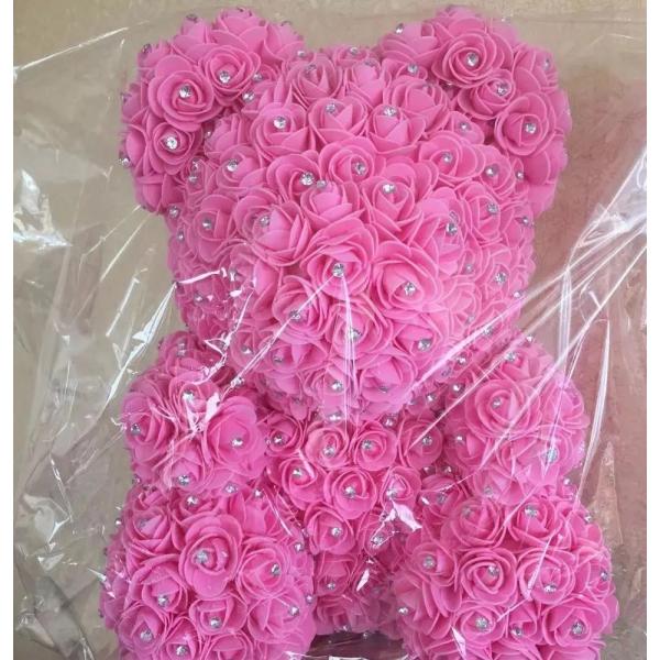 New Arrival Diamond Rose Bear Foam Rose Decorated Diamond Teddy Rose Bear