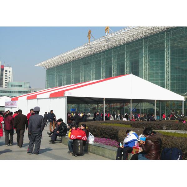 500 People Outdoor Display Trade Show Canopy Tent Red And White Stripe Clear Roof