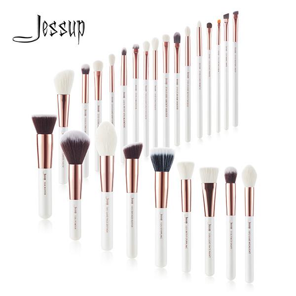 Jessup 25pcs White/Rose gold Natural Makeup Brushes Set ShenZhen Makeup Brush Factory Vendors T215