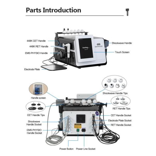 4 en 1 EMS máquina de onda de choque 448K máquina de terapia de vacío para dar forma al cuerpo